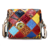 Women Colorful Genuine Leather Crossbody Bag Patchwork Shoulder Bags