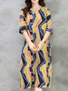 Women Colorful Printed O-Neck Half Sleeve Casual Dresses