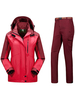 Women Comfortable Contrast Color Waterproof Windproof Two-Piece Outdoor Jackets