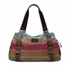 Women Contrast Color Canvas Handbags Vintage Large Capacity Crossbody Bags