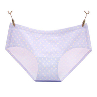 Women Cosy Seamless Cotton Printing Panties Breathable Mid Waist Underwear