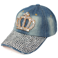 Women Cotton Baseball Cap Adjustable Rhinestone Decoratrion Casual Hats