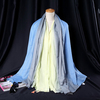 Women Cotton Gradient Mixed Colors Multicolored Scarf Long Fringed Shawl