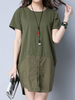 Women Cotton Patchwork Short Sleeve Mid-Long T-shirts