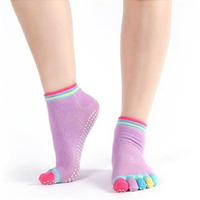 Women Cotton Yoga Gym Non Slip Massage 5 Toe Socks Full Grip With Socks Heel