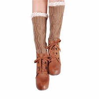 Women Crochet Knitted Lace Trim Toppers Cuffs Liner Leg Warmers Boot Socks
