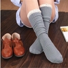 Women Crochet Lace Trim Cotton Knit Leg Warmers Boot Socks Knee High Stockings