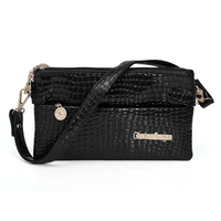 Women Crocodile Grain Elegant Three Zipper Crossbody Bags Leisure Shoulder Bags