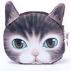 Women Cute 3D Dog And Cat Face Print Coin Zipper Purse