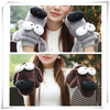 Women Cute Cartoon Gloves Big Eye Dog Winter Warm Plush Thick Wrist Mittens