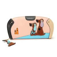 Women Cute Dog Print PU Leather Purse Card Holder Clutch Wallet