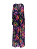 Women Deep V-Neck Floral Printed Chiffon See-Through Maxi Dresses