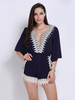 Women Deep V-neck Half Sleeves Lace Jumpsuit