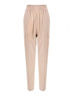 Women Elastic Waist Pure Color Loose Mori Cotton Wide Leg Pant