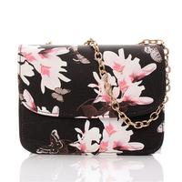 Women Elegant Crossbody Bags Flower Print Shoulder Bags Chain Bags