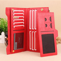 Women Elegant Genuine Leather Folding Zipper Card Holders Wallet Purse
