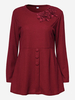 Women Elegant Long Sleeve Embroidery Pure Color Knit Sweater