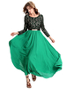Women Elegant Long Sleeve Patchwork Chiffon Long Maxi Dress