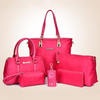 Women Elegant Pure Color 6pcs Handbag Shoulder Bags Clutch Key Bags