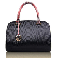 Women Elegant Python Boston Bag Tote Shoulder Bag