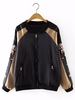 Women Elk Floral Embroidery Stand Collar Jacket