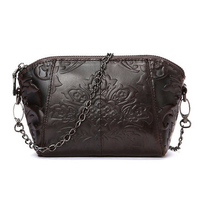 Women Embossed Genuine Leather Crossbody Bag Phone Bag