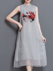 Women Embroidered Mid-Long Dresses