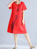 Women Embroidered Short Sleeve Summer Vintage Dresses