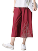 Women Embroidery Elastic Waist Palazzo Pants Trousers