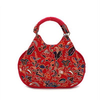 Women Ethnic Canvas Rope Tote Bags Casual Floral Printing Shoulder Bags