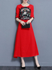 Women Ethnic Embroidered Half Sleeve Vintage Dresses