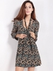 Women Ethnic Floral print A-line V-neck 3/4 Sleeve Mini Dress