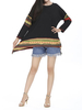 Women Ethnic Long Sleeve Printed Patchwork Irregular T-Shirt