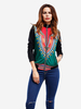 Women Ethnic Printed Long Sleeeve Zipper Baseball Coats