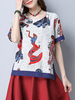 Women Ethnic Printed Side Split Short Sleeve T-shirts