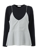Women Fashion Casual Two-piece Sling Vest Round Neck Long Sleeve Blouse