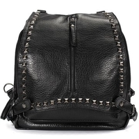 Women Fashion Leather Trendy Rivet Backpack