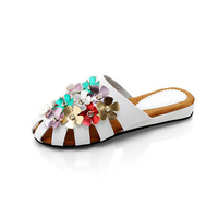 Women Fashion Summer Rivet Flower Breathable Platform Backless Loafer