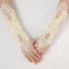 Women Fingerless Lace Double Motif Bride Satin Gloves Wedding Dress Gloves