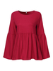 Women Flare Sleeve Pleated Pure Color Loose Shirts