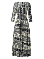 Women Floral Print Summer Beach Boho Maxi Dress