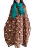 Women Floral Printed Baggy Long Sleeve Loose Vintage Dresses