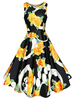 Women Floral Printed Hepburn Style Sleeveless Vintage Dresses