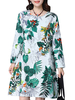 Women Floral Printed Long Sleeve O Neck Vintage Dresses