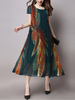 Women Floral Printed Short Sleeve Loose Mid-Long Dresses