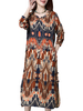 Women Floral Printed Side Split Pocket Vintage Dresses