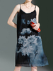 Women Floral Printed Spaghetti Strap Chiffon Dresses