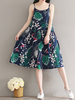 Women Floral Printed Spaghetti Strap Vintage Dresses