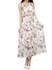 Women Floral Printed Strap Backless Elastic Waist Chiffon Dress