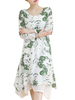 Women Floral Printed Vintage Long Sleeve Fake Two Pieces Dresses